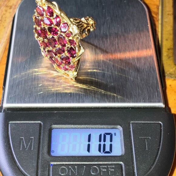 Natural Rhodolite Garnet Sterling Silver Cocktail Ring Size 6 - Picture 8 of 9